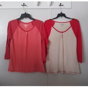 *2* Old Navy Vintage Baseball Tee Pink & Red
